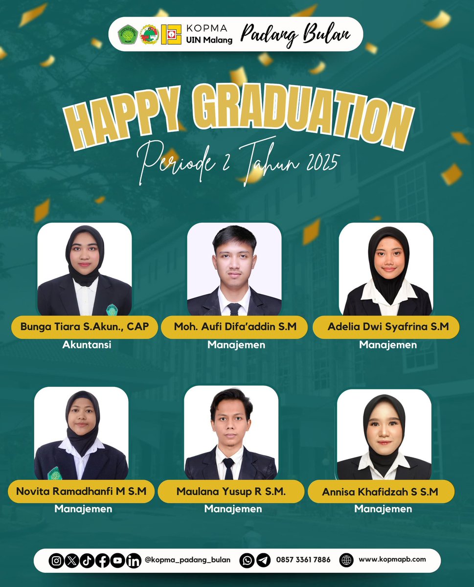 kopma_pb's tweet photo. 🎓 *HAPPY GRADUATION* 🎓

Koperasi "Mahasiswa Padang Bulan" dengan bangga mengucapkan selamat kepada kakak-kakak yang telah menyelesaikan perjalanan akademik di UIN Maulana Malik Ibrahim Malang! 🥳✨ https://t.co/cHTugrLAz1