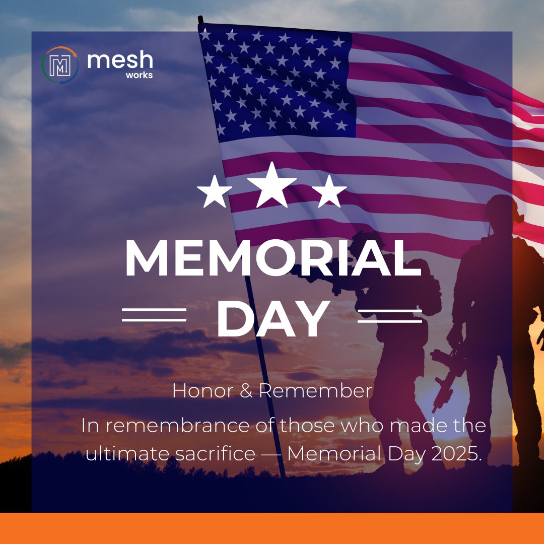 MESHsourcing's tweet image. 🇺🇸 This Memorial Day, we honor and remember
 
The brave men and women who gave their lives in service to the country.
 
At MESH Works, we salute their sacrifice and remain grateful for the freedoms they’ve protected
 
#MemorialDay #HonorAndRemember #MESHWorks #NeverForgotten #USA
