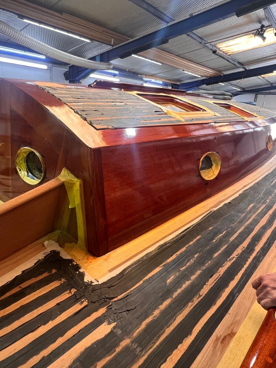 We have been lucky enough to work with Spirit Yachts built S/Y Happy Forever since she was brand new, and it is our pleasure to continue keeping this beautiful wooden sailing yacht looking her very best.

#happyforever #spirityachts #yachtvarnish #varnish