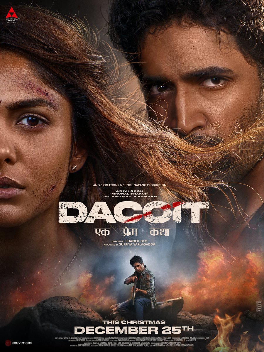 DollyDStudio's tweet photo. From ROMANCE to RAGE ❤‍🔥
Witness a wicked fire between exes 🔥

#DACOIT On this eX-MAS Worldwide 💥

Posters By @DollyDStudio 

#DacoitFromDec25th
@AdiviSesh @mrunal0801 @anuragkashyap72 @Deonidas #BheemsCeciroleo @AnnapurnaStdios @KrishSiddipalli https://t.co/fIq3xH8mYv