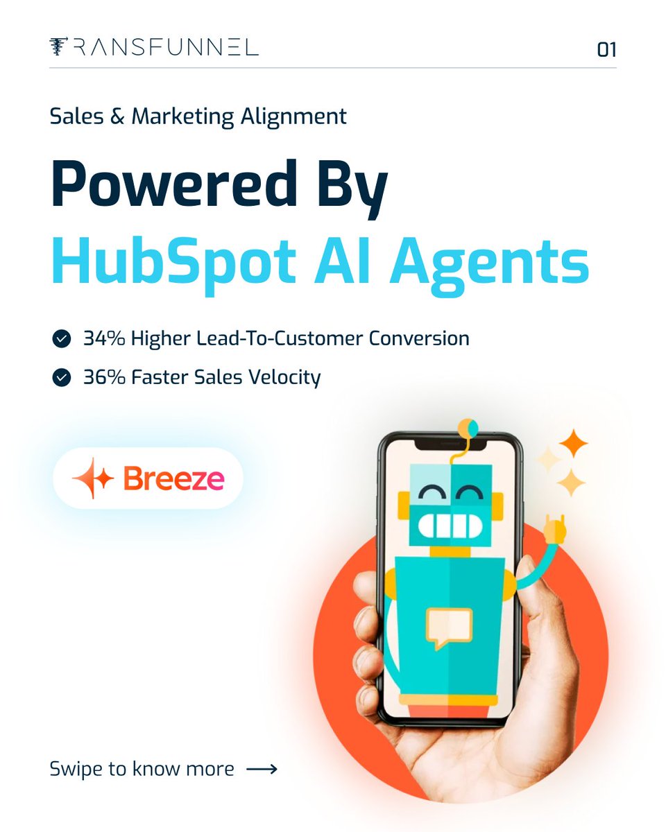 transfunnel's tweet image. Sales and marketing alignment doesn't happen in meetings. It happens in your systems.
HubSpot AI Agents make sure leads move faster, messaging stays consistent, and both teams stay informed automatically if set correctly.
#HubSpot #HubSpotAI
1/3