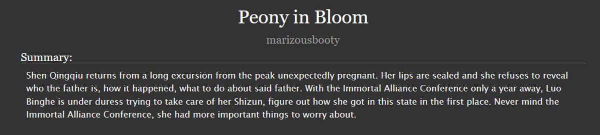 mirai_eats's tweet photo. Peony in Bloom 

☔ch 5/8, 7.5k, rated M
☔lesbingqiu but the baby is here so maybe it should be dubbed as mamazun
☔many special events
🔗link in comments below

 #人渣反派自救系统 #svsss #bingqiu https://t.co/nKgUKqRmid