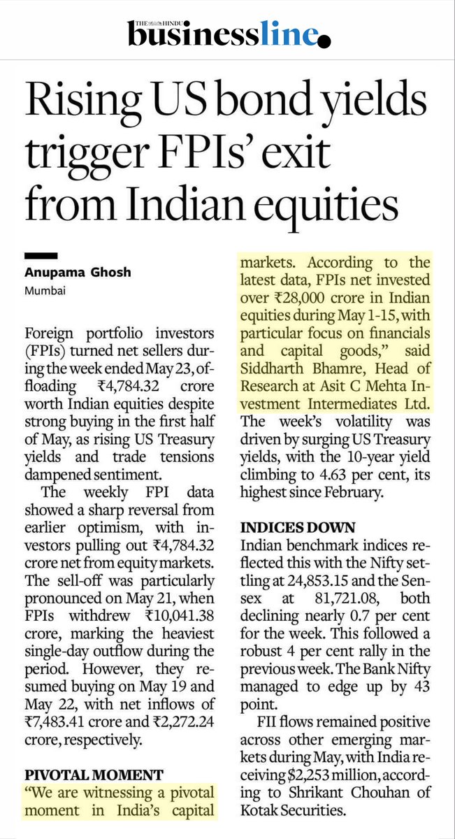 Investmentz powered by Asit C. Mehta (@get_investmentz) on Twitter photo Rising US bond yields trigger FPI's exit from Indian Equities
What does this mean for domestic markets?
An insightful conversation between Anupama Ghosh and <a href="/SiddarthBhamre/">Siddarth Bhamre</a> , Head of Institutional Research at Asit C. Mehta Investment Interrmediates Ltd. Rising US bond yields trigger FPI's exit from Indian Equities
What does this mean for domestic markets?
An insightful conversation between Anupama Ghosh and <a href="/SiddarthBhamre/">Siddarth Bhamre</a> , Head of Institutional Research at Asit C. Mehta Investment Interrmediates Ltd.
