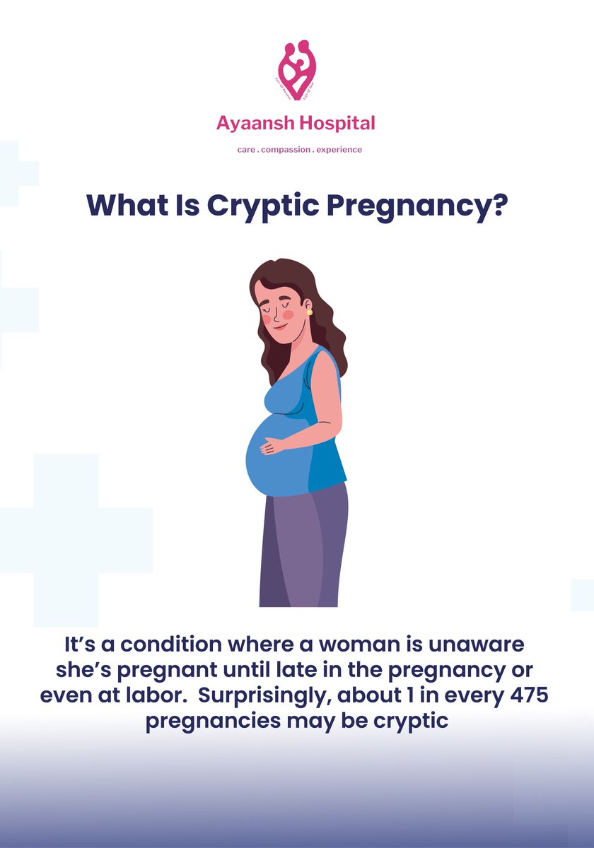 AyaanshHospital's tweet image. Yes, it’s possible to be pregnant &amp;amp; not know it, this is called a cryptic pregnancy. Symptoms can be subtle or mistaken for other conditions, leading some women to go months without realizing they're expecting. 

#CrypticPregnancy #HiddenPregnancy #PregnancyFacts #AyaanshHospital