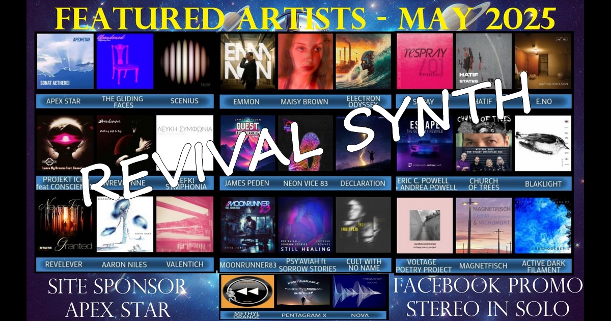 STEREO in SOLO (@stereo_in_solo) on Twitter photo <a href="/RevivalSynth/">๐ฟ๐ฒ๐๐ถ๐๐ฎ๐น๐ด๐บ๐ฏ๐ต๐ฉ.๐ค๐ฐ๐ฎ</a> Featured Artists 2 - May 25
revivalsynth.com
<a href="/EddieWrevlonne/">Eddie Wrevlonne</a> <a href="/SymphoniaLefki/">LEFKI SYMPHONIA</a> <a href="/Revelevermusic/">ReveLever</a> <a href="/maisybrown513/">maisy brown</a> <a href="/ElectronOdyssey/">Electron Odyssey</a> <a href="/jamespeden/">James Peden Music</a> <a href="/neonvice83music/">Neon Vice 83</a> <a href="/moonrunner83/">๏ฝ๏ฝ๏ฝ๏ฝ๏ฝ๏ฝ๏ฝ๏ฝ๏ฝ
๏ฝ๏ผ๏ผ ๐</a> <a href="/spraypopmusic/">๐ฆ๐ฃ๐ฅ๐๐ฌ</a> <a href="/psy_aviah/">Psy'Aviah (Yves Schelpe) ๐ถ</a> <a href="/hatifband/">Hatif</a>
Site Sponsor <a href="/ApexStar5/">Apex Star</a>
Facebook Promo <a href="/Stereo_in_Solo/">STEREO in SOLO</a> <a href="/RevivalSynth/">๐ฟ๐ฒ๐๐ถ๐๐ฎ๐น๐ด๐บ๐ฏ๐ต๐ฉ.๐ค๐ฐ๐ฎ</a> Featured Artists 2 - May 25
revivalsynth.com
<a href="/EddieWrevlonne/">Eddie Wrevlonne</a> <a href="/SymphoniaLefki/">LEFKI SYMPHONIA</a> <a href="/Revelevermusic/">ReveLever</a> <a href="/maisybrown513/">maisy brown</a> <a href="/ElectronOdyssey/">Electron Odyssey</a> <a href="/jamespeden/">James Peden Music</a> <a href="/neonvice83music/">Neon Vice 83</a> <a href="/moonrunner83/">๏ฝ๏ฝ๏ฝ๏ฝ๏ฝ๏ฝ๏ฝ๏ฝ๏ฝ
๏ฝ๏ผ๏ผ ๐</a> <a href="/spraypopmusic/">๐ฆ๐ฃ๐ฅ๐๐ฌ</a> <a href="/psy_aviah/">Psy'Aviah (Yves Schelpe) ๐ถ</a> <a href="/hatifband/">Hatif</a>
Site Sponsor <a href="/ApexStar5/">Apex Star</a>
Facebook Promo <a href="/Stereo_in_Solo/">STEREO in SOLO</a>