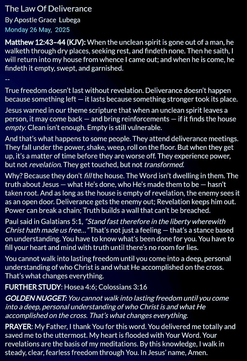 "THE LAW OF DELIVERANCE"

#PhanerooDevotion