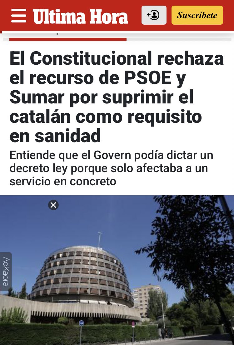 La eliminación del requisito del catalán en la sanidad balear es ajustada a derecho según el Tribunal Constitucional

S'eliminació des requisit des català a sa sanitat balear és ajustada a dret segons es Tribunal Constitucional

<a href="/UHmallorca/">Ultima Hora Mallorca</a> <a href="/TConstitucionE/">Tribunal Constitucional de España</a> 

#ConvivenciaBalear