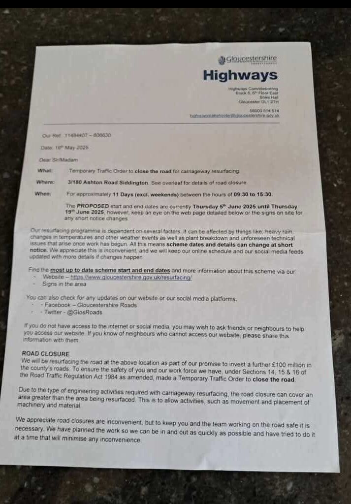 Hi <a href="/GlosRoads/">Glos Roads</a> I haven’t received this letter (sent to me by another resident) &amp; I live in the area affected. I’m on a new development so maybe that’s the reason? What arrangements will there be with <a href="/Stagecoach_West/">Stagecoach West</a> for stops affected? <a href="/CIRENBUSES/">Cirenaction on buses</a> and I would appreciate knowing.