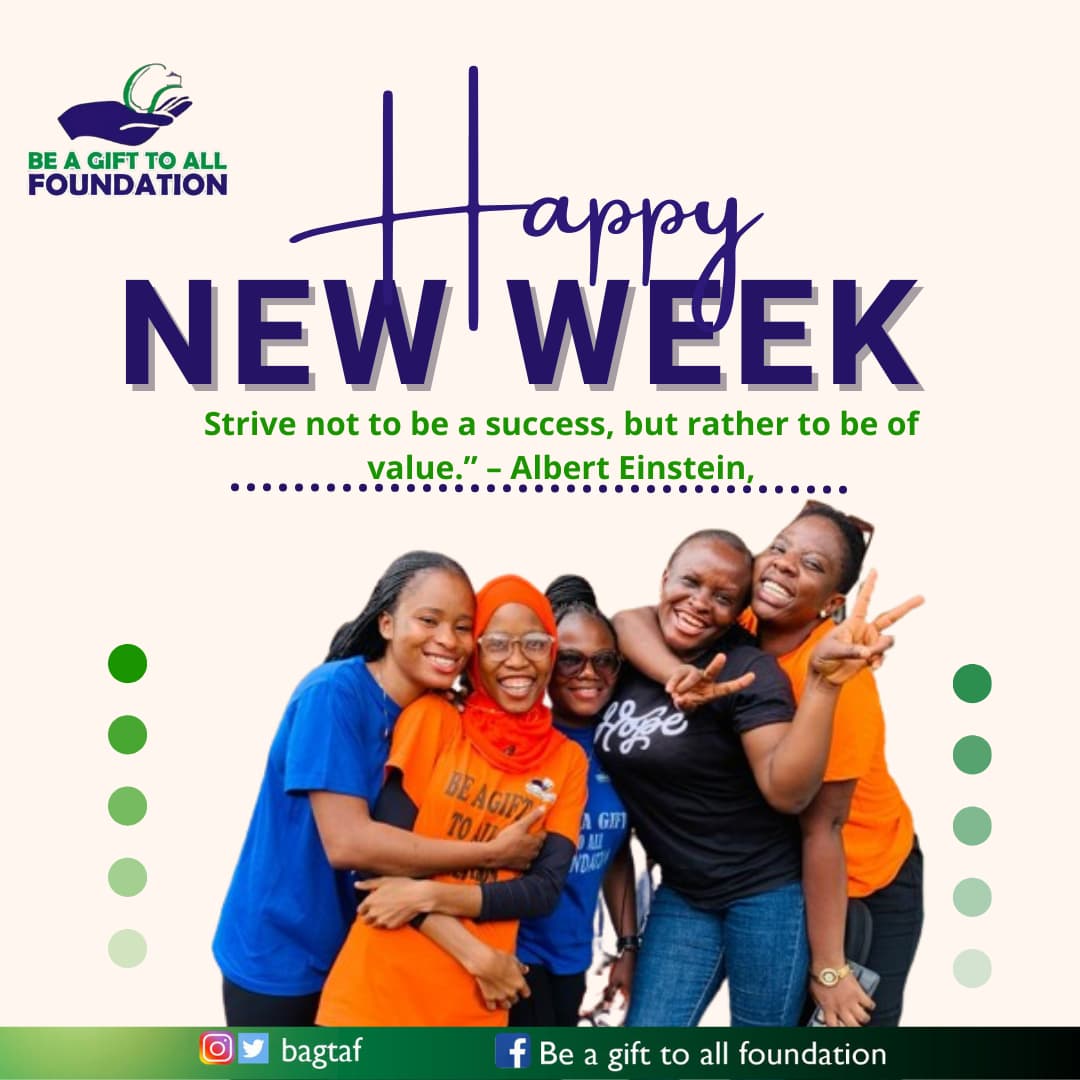 bagtaf's tweet image. Strive not to be a success but rather, to be of value. - Albert Einstein.

This week, make impacts on everyone you come across in a good way and your value will never diminish.

#bagtaf
#BeValuable
#MakeImpact
#BeKind
#BeAGiftToAllFoundation