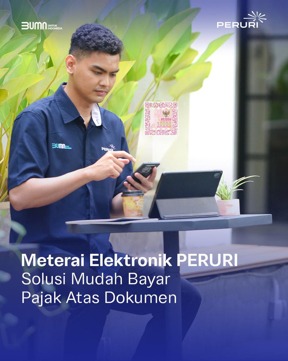 riereyey's tweet photo. e-Meterai dari PERURI hadir sebagai solusi resmi dan aman untuk memudahkan pembayaran pajak atas dokumen dan sah secara hukum.
#PerusahaanTeknologiHighSecurity #InnovationforASovereignFuture #KemajuanBerdaulat #InovasiKeamananTinggi #PeruriGovTechIndonesia #TrusteeOfSovereignty https://t.co/3blZDwTUye