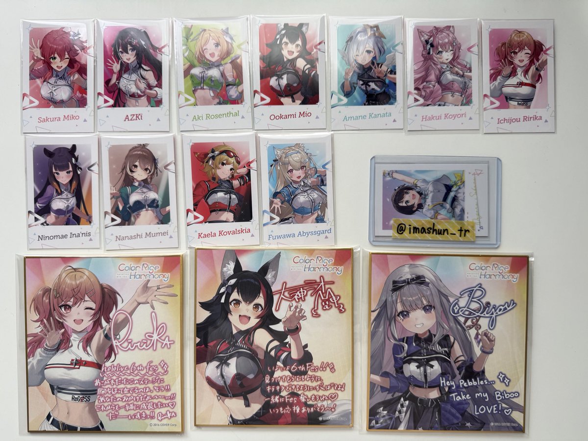 imashun_tr's tweet photo. 【交換】ホロライブ hololive 6th fes. Color Rise Harmony ランダムチェキ風カード Fes チェキ 色紙 6th fes

譲⇒画像
求⇒🍙🚑☄️🔱🏴‍☠️≫💋🥐 ⚔️👯‍♀️⛄️🎪🥀💀（色紙、チェキ両方）

郵送のみ。友人分含みます。
難しいと思いますが、ご検討よろしくお願いします。
検索からもお気軽にお声がけください。 https://t.co/GqxmOKb0sk