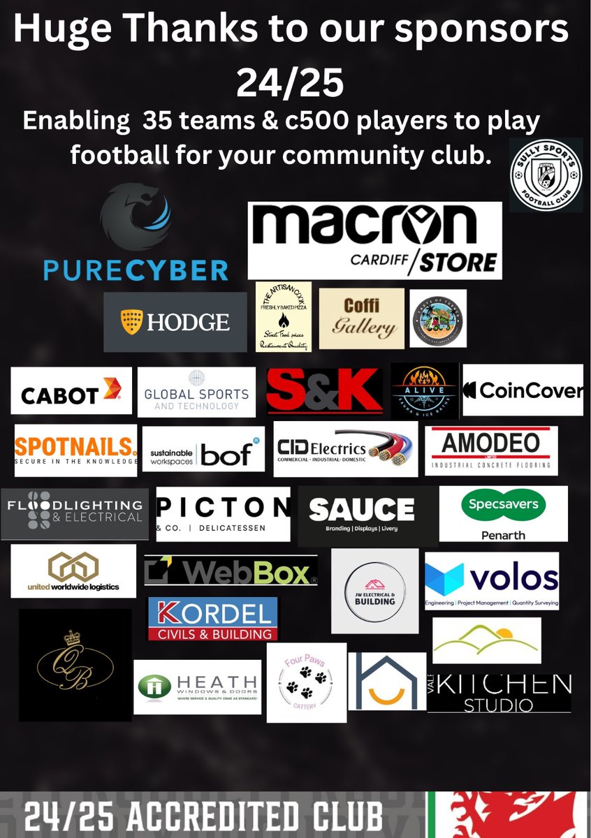 What a season 2024/25 was! 35 teams, around 500 players from U6s - seniors, cups &amp; shields, but above all else, community. All impossible without the support of our sponsors. 
From the bottom of our hearts - thank you!!!!!!