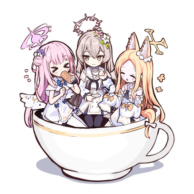 ブルアカ 百合園セイア 聖園ミカ 桐藤ナギサ 手描きイラスト ファンアート 聖園ミカ(ブルアカ) ,桐藤ナギサ(ブルアカ) ,百合園セイア