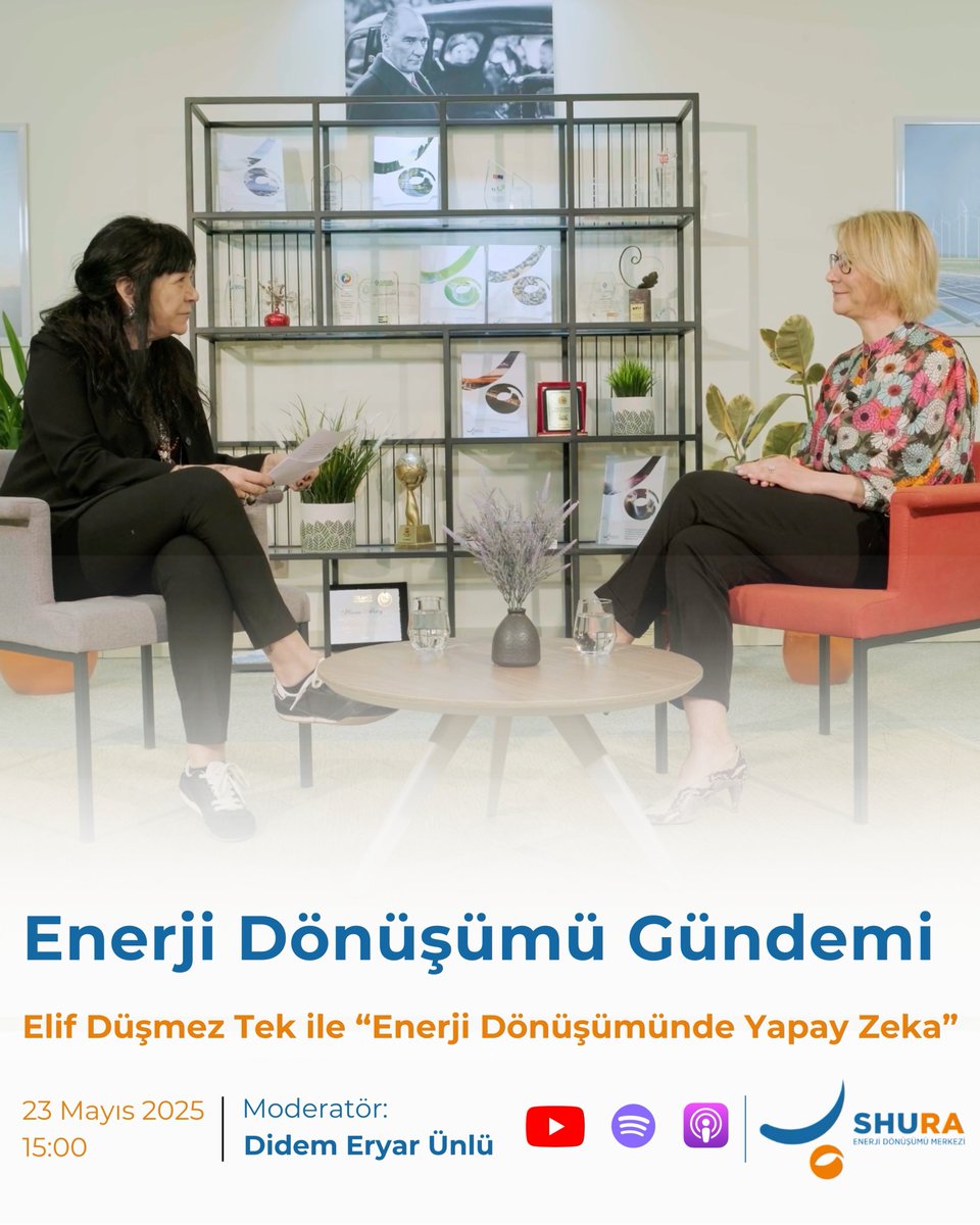 Enerji sektöründe yapay zekâ sadece bir teknoloji değil, bir dönüşüm aracı.

Başkanımız Elif Düşmez Tek, <a href="/shuraedm/">SHURA Enerji Dönüşümü Merkezi</a>'nin yayınında, yapay zekânın enerji sistemlerinde neden vazgeçilmez hale geldiğini kapsamlı biçimde değerlendirdi.

📹youtube.com/watch?v=XVpMTV…