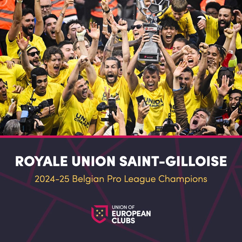 Union of European Clubs (UEC) (@clubs_union) on Twitter photo 🇧🇪🏆 They did it! <a href="/UnionStGilloise/">Royale Union Saint-Gilloise</a> are <a href="/ProLeagueBE/">Pro League</a> Champions, 90 years after their last league title!
👏 Union become the first #UEC member to qualify for the League Phase of the UEFA <a href="/ChampionsLeague/">UEFA Champions League</a> 🇧🇪🏆 They did it! <a href="/UnionStGilloise/">Royale Union Saint-Gilloise</a> are <a href="/ProLeagueBE/">Pro League</a> Champions, 90 years after their last league title!
👏 Union become the first #UEC member to qualify for the League Phase of the UEFA <a href="/ChampionsLeague/">UEFA Champions League</a>