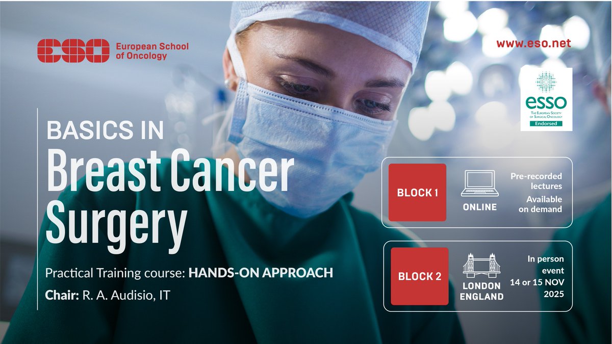 ESOncology (@esoncology) on Twitter photo ESO's ๐๐ฎ๐๐ถ๐ฐ๐ ๐ถ๐ป ๐๐ฟ๐ฒ๐ฎ๐๐ ๐๐ฎ๐ป๐ฐ๐ฒ๐ฟ ๐ฆ๐๐ฟ๐ด๐ฒ๐ฟ๐ ๐ฐ๐ผ๐๐ฟ๐๐ฒ combines insight into modern #breastcancer #surgery as well as fundamental knowledge of the biology and the spread of the disease.
Apply by 29 June 2025: bit.ly/BasicsinBCSurgโฆ
<a href="/ESSOnews/">European Society of Surgical Oncology (ESSO)</a> ESO's ๐๐ฎ๐๐ถ๐ฐ๐ ๐ถ๐ป ๐๐ฟ๐ฒ๐ฎ๐๐ ๐๐ฎ๐ป๐ฐ๐ฒ๐ฟ ๐ฆ๐๐ฟ๐ด๐ฒ๐ฟ๐ ๐ฐ๐ผ๐๐ฟ๐๐ฒ combines insight into modern #breastcancer #surgery as well as fundamental knowledge of the biology and the spread of the disease.
Apply by 29 June 2025: bit.ly/BasicsinBCSurgโฆ
<a href="/ESSOnews/">European Society of Surgical Oncology (ESSO)</a>