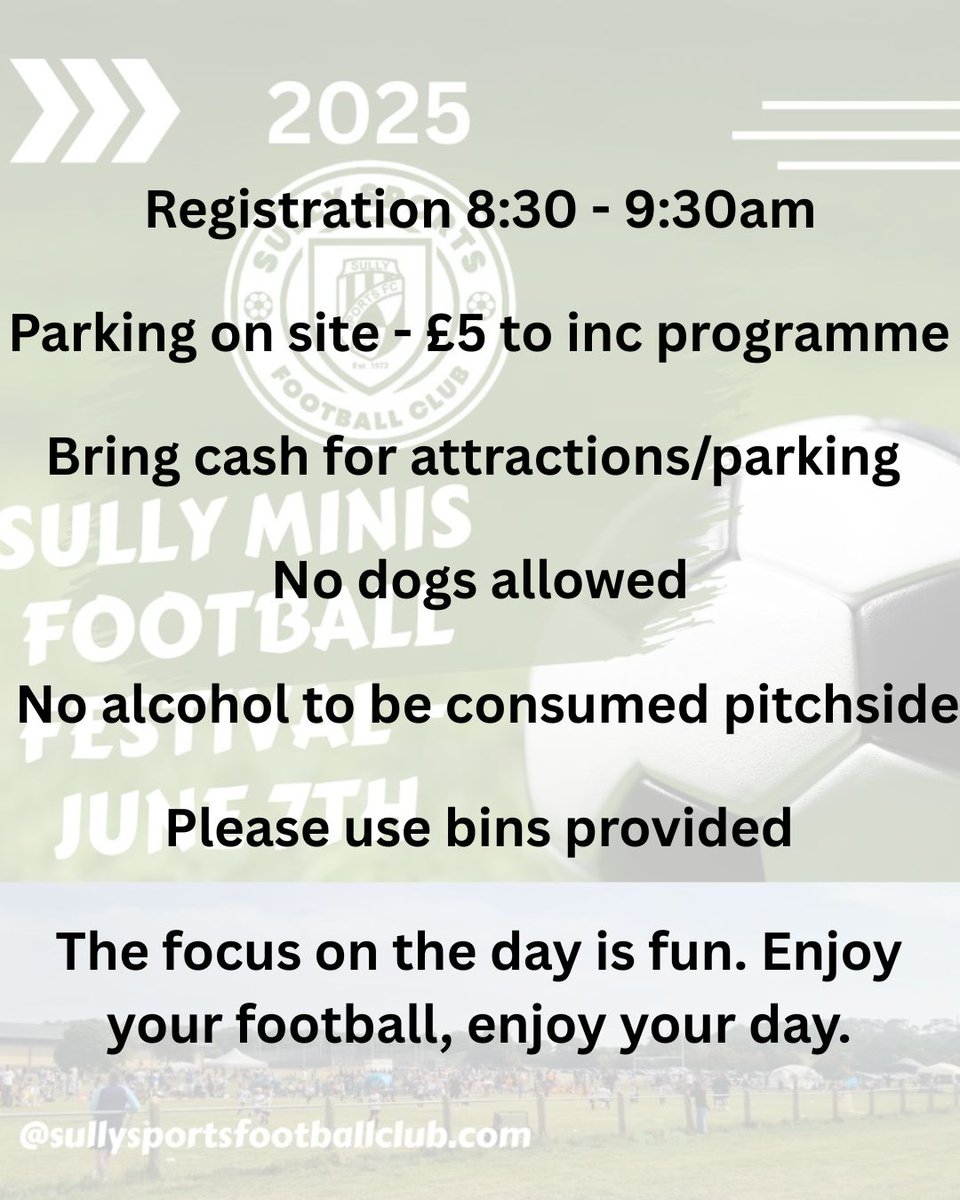 If you're attending our Minis Festival on June 7th, here are a few reminders ... and please do not park in the streets/on the grass verge as enforcement officers may be present.