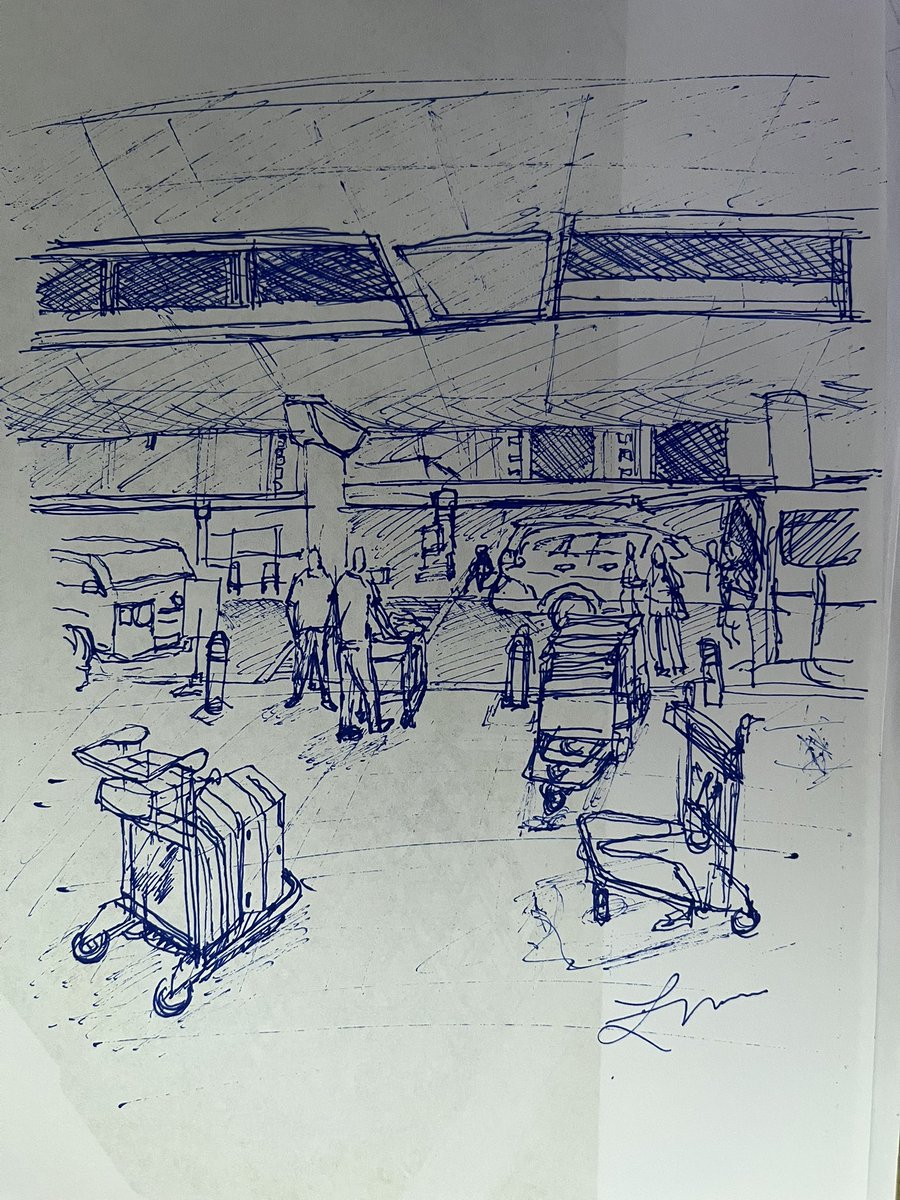 sincerelyblue__'s tweet image. missed urban sketching and was so immersed i didn’t realize then pen was bleeding 😭😭

this shirt is a gift 😭