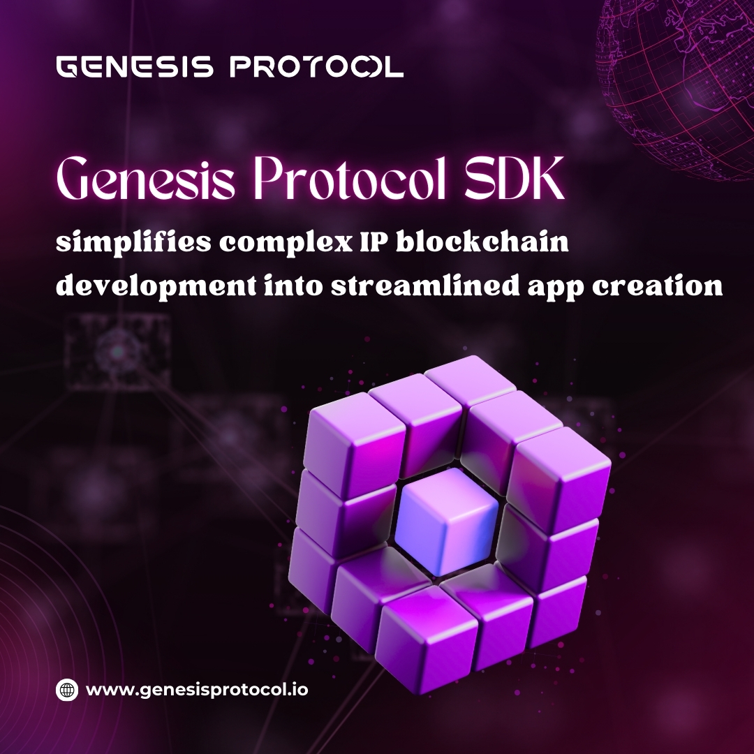 🧰 Genesis Protocol SDK simplifies IP-focused blockchain dev.
🔹 Tokenize assets
📜 Automate licensing
💸 Power royalties &amp; ownership
Build smarter dApps for digital IP.
🌐 genesisprotocol.io

#GenesisProtocol #IPTokenization #SmartLicensing #Web3Tools #BuildOnGenesisSDK