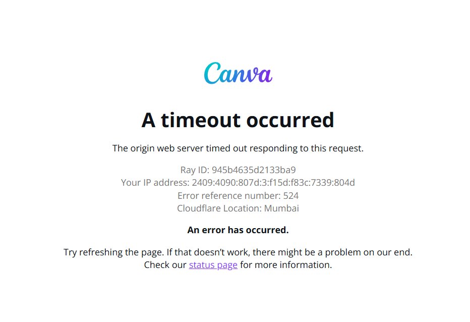 StateMirrorHn's tweet image. Canva Down: यूज़र्स को डिज़ाइन अपलोड और डाउनलोड करने में दिक्कत, वेबसाइट पर timeout error

#CanvaDown #ServerError #DesignInterrupted #CanvaBug #TechNews #BreakingNews