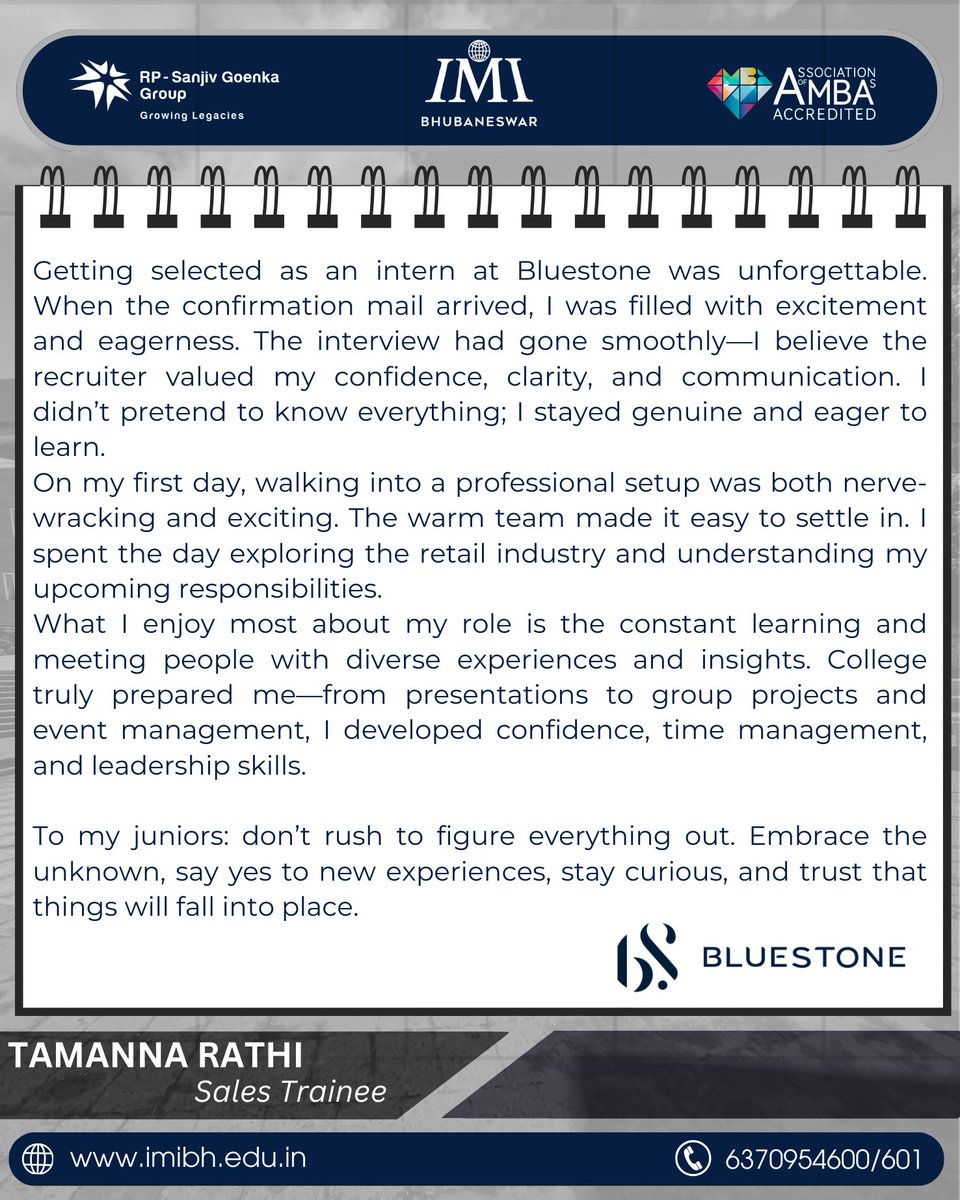 Discover how our students translated classroom learning into industry impact during their internships, becoming truly future-ready.

#IMI #IMIB #IMIBhubaneswar #FutureForwardWithIMIB #SummerInternship #IndustryExperience #IndustryExposure #FutureLeaders #StudentTestimonial