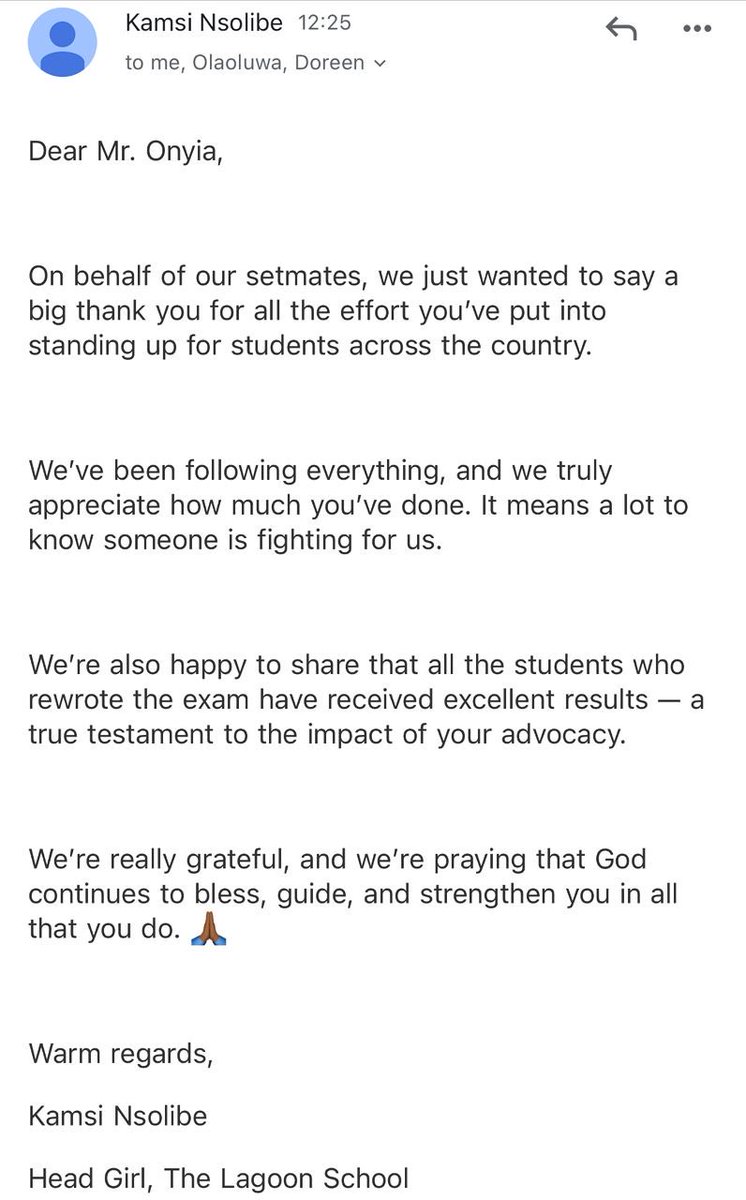 This morning, I got this heartfelt appreciation message from Lagoon School head girl. 

This means a lot to me and will motivate me to do more over and over again.