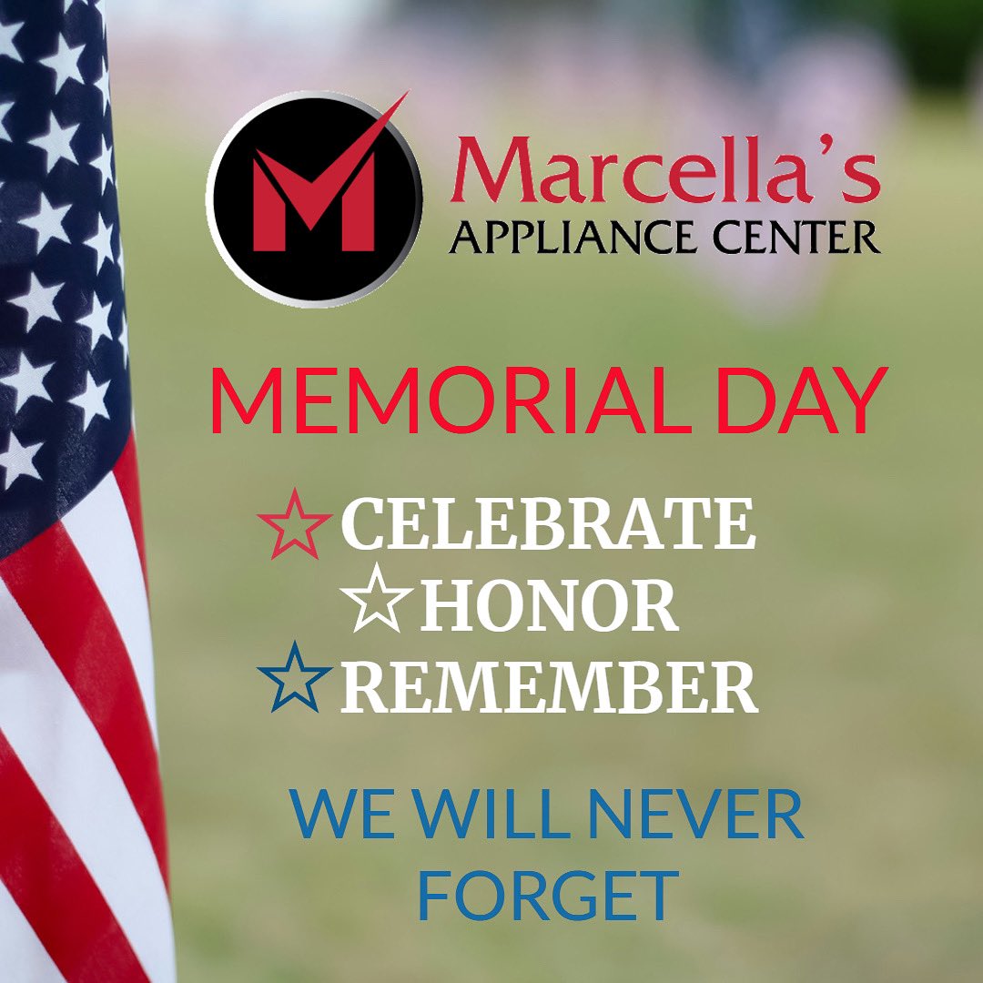 Today we celebrate, honor and remember the heroes.🙏🇺🇸 We wish everyone a safe and happy holiday. Marcella’s is open 9a-3p this Memorial Day with great holiday savings on appliances. Schenectady and Clifton Park.