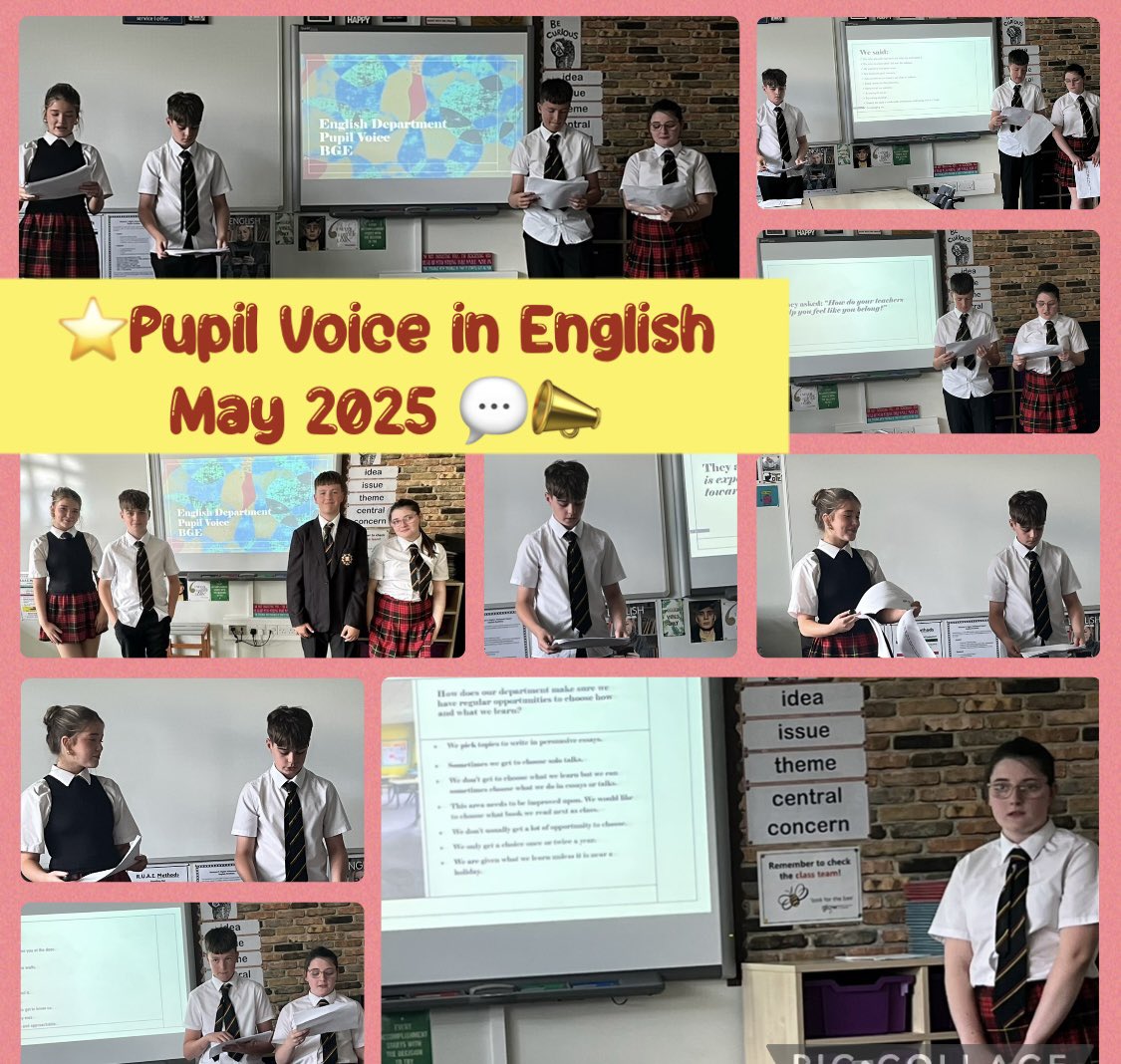 Well done to Fiona, Jonah, Christopher &amp; Taylor who presented to staff on all things #pupilvoice last week 🥳 The pupils spoke confidently about how pupil voice is being used in the English department to enhance the quality of learners’ experiences 📈📊📢Well done everyone! 👏😊