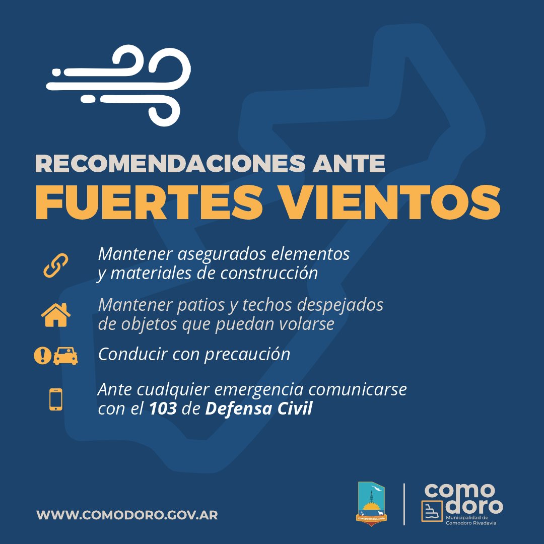 #ATENCION Brindamos recomendaciones ante el pronóstico de fuertes vientos