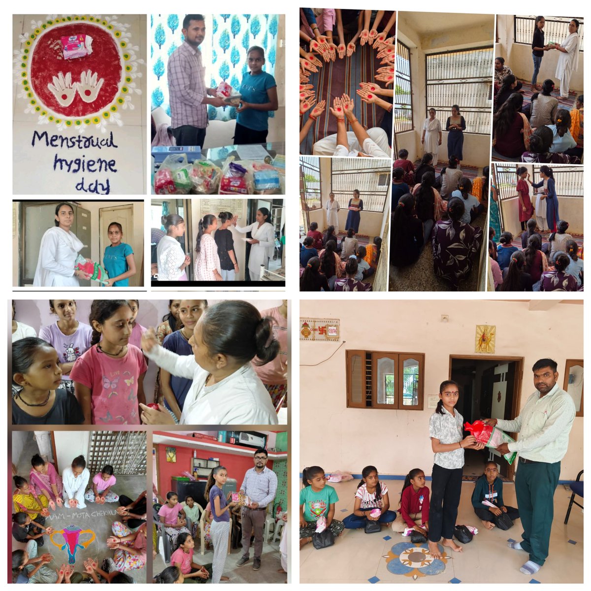 aamphcantroli's tweet photo. આજ રોજ પ્રાથમિક આરોગ્ય કેન્દ્ર આંત્રોલીના તમામ AAM SC ખાતે રંગોળી પૂરી માસિક સ્વછતા દિવસની ઉજવણી કરી. કિશોરીઓનુ કંકુ  તિલક થી સ્વાગત કરવામાં આવ્યુ તેમજ માસિક સ્વચ્છતા વિશે સમજણ આપવામાં આવી,અને પહેલી વાર માસિક આવેલ કિશોરીને ચણા,ખજૂર ની કીટ, Hot water bag આપવામાં આપી. આભાર... https://t.co/dQN3NbEQz3