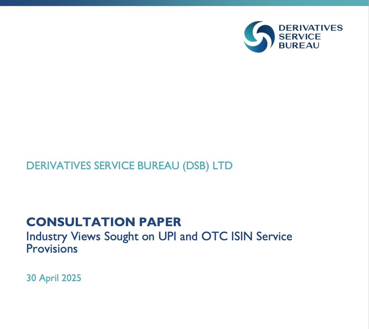 🚨The annual Industry Consultation on OTC derivative identifier services is closing soon.
Please submit your feedback by Friday 30 May.

Find out more and provide your feedback here: anna-dsb.com/2026-otc-isin-…
