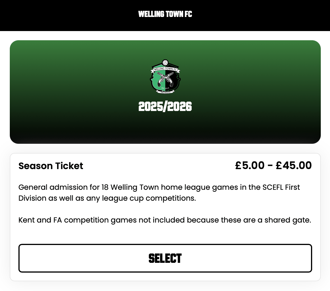 SEASON TICKETS - The best way to support your local football club is to get a season ticket. A minimum of 18 home league games included. All friendlies at home / neutral venues will also be included 💚🖤🥾

app.fanbaseclub.com/Fan/SeasonTick…