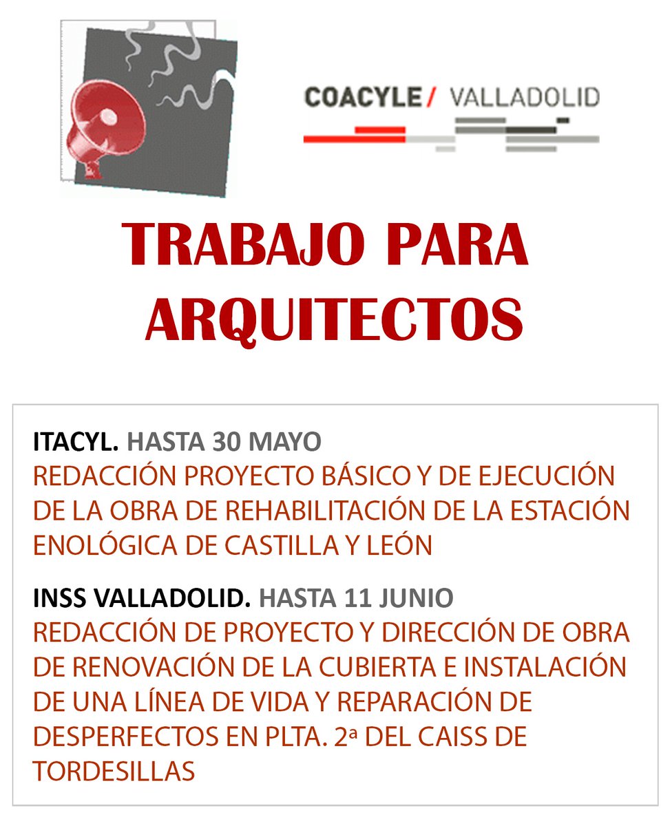 #DeProfesiónArquitecto

Comenzamos la semana con una nueva selección de ofertas de empleo para #arquitectos para echar un vistazo

Detalles en el siguiente enlace ➡️ f.mtr.cool/jbdduyvqcu

<a href="/coacyle/">COACYLE</a> <a href="/adipa_cyl/">ADIPA_CyL</a> <a href="/ArqVA/">ArquitecturaVA</a>