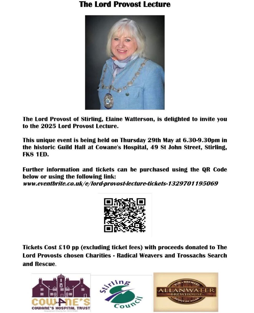 Cowane's Hospital (@cowaneshospital) on Twitter photo Join us this Thursday 29th May for the Lord Provost Lecture <a href="/CowanesHospital/">Cowane's Hospital</a> with refreshments provided by #AllanwaterBrewhouse and ticket proceeds donated to the charities <a href="/TrossachsSAR/">Trossachs SAR Team</a> and #RadicalWeavers Join us this Thursday 29th May for the Lord Provost Lecture <a href="/CowanesHospital/">Cowane's Hospital</a> with refreshments provided by #AllanwaterBrewhouse and ticket proceeds donated to the charities <a href="/TrossachsSAR/">Trossachs SAR Team</a> and #RadicalWeavers