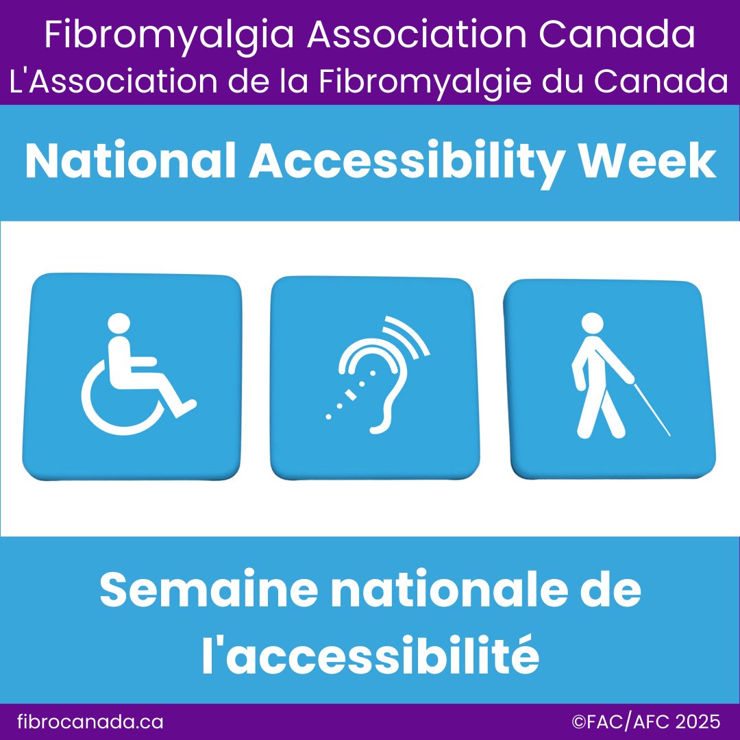 fibrocanada's tweet photo. It’s National Accessibility Week ! 

Accessibility includes visible &amp; invisible disabilities

#Fibromyalgia, an #InvisibleDisability affects almost 2 million Canadians but is rarely recognized

Let’s build a more inclusive Canada, one that includes us

#NAAW2025 #MakeFibroVisible https://t.co/hhvb7Hbv2S