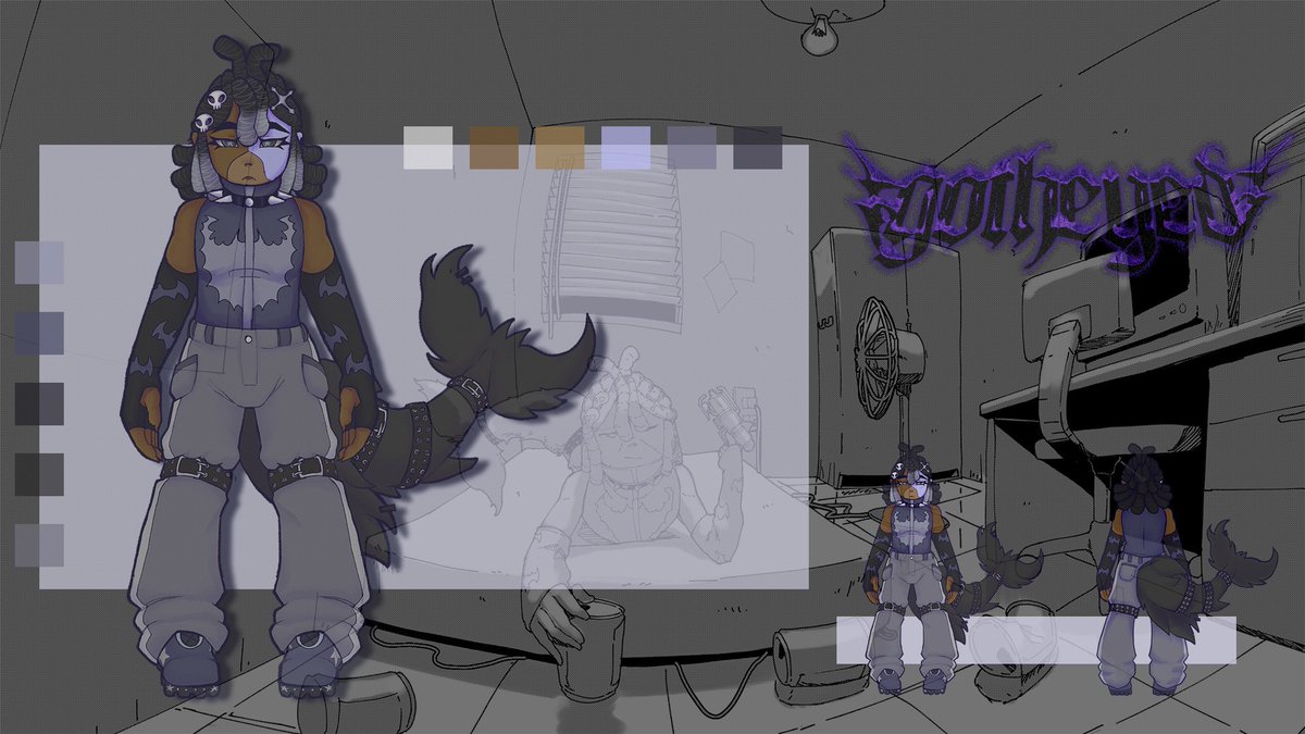 gothubi's tweet image. official ghoul!shark ref sheet🦈🧟
🎨: @/LazyGoobster