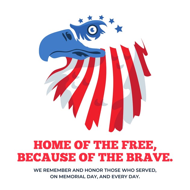 This #MemorialDay, we honor &amp; remember the brave men &amp; women who sacrificed so much in the service to our country.

As we enjoy time with loved ones, let’s reflect on their sacrifice and commit to protecting the freedoms they fought for. Wishing you a safe &amp; meaningful holiday.