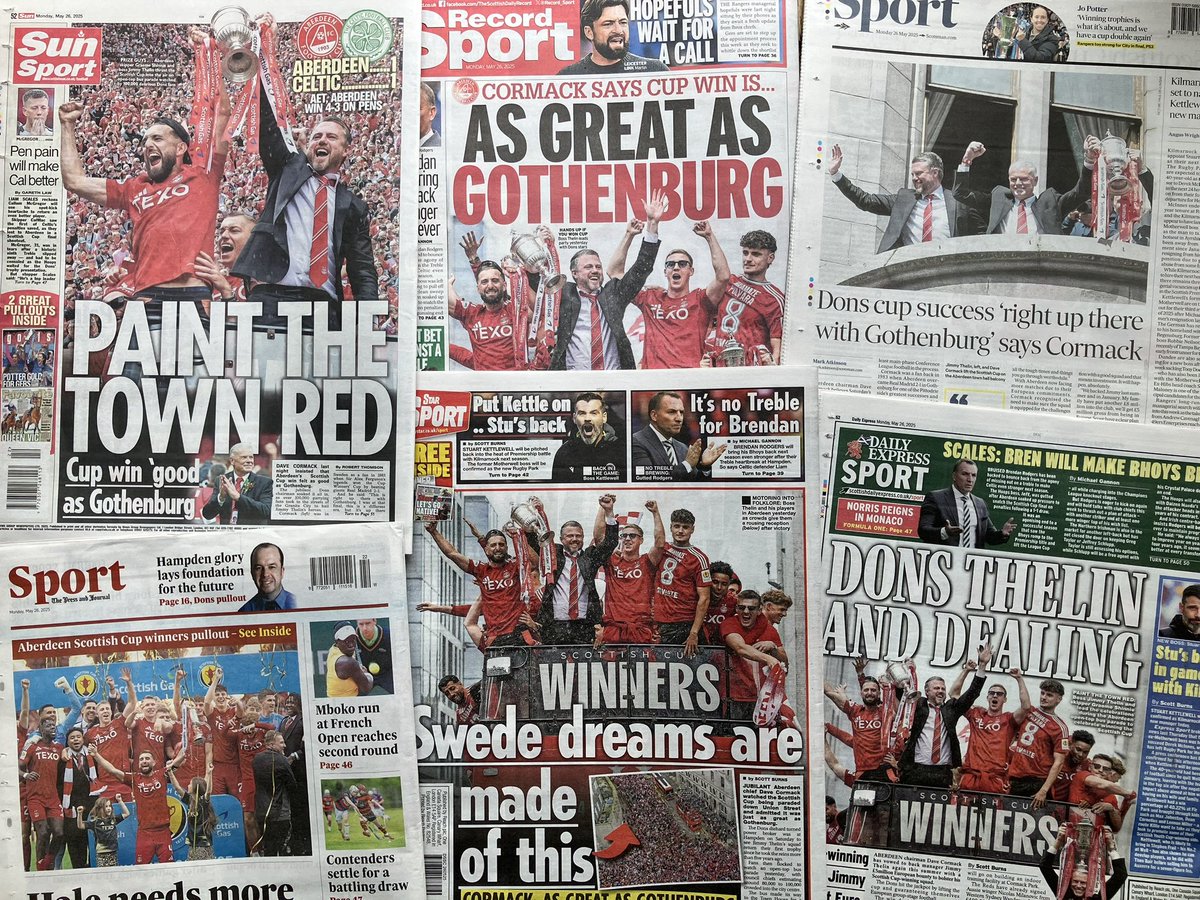 Just ❤️ all these newspaper headlines about  <a href="/AberdeenFC/">Aberdeen FC</a> today. 

I've decided to build a new wing on the house just to hold a copy of all the papers I've bought in the last 48hrs! 😂

<a href="/ally_begg/">Ally Begg ⭐️⭐️</a> <a href="/AberdeenFCSEM/">AFC Supporter Experience</a> <a href="/AFCHeritage/">AFC Heritage SCIO</a> <a href="/RTG_Podcast/">Red Tinted Glasses</a> <a href="/AFCHereWeGo/">Here We Go! - The Aberdeen FC Podcast</a> <a href="/AbzPodcast/">The ABZ Føøtball Pödcåst ⭐⭐🇸🇪</a>