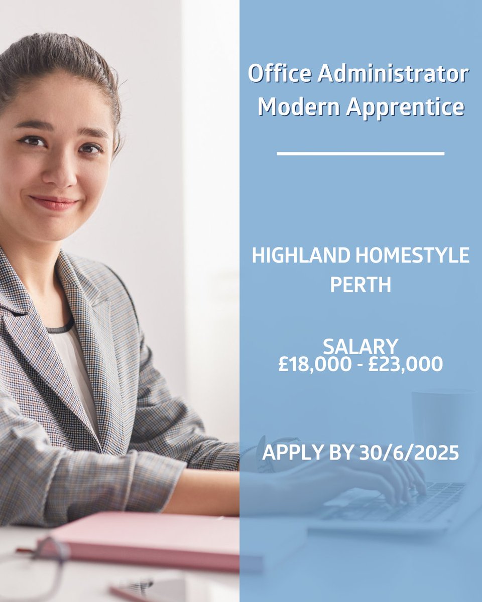 🖥️ Start your career in business admin!

Highland Homestyle in Perth is hiring a Modern Apprentice – no experience needed, just a great attitude!

💼 £18–23k | 🗓 Closes 30 June
Apply now 👉 zurl.co/xtiLj 

#DYWTayCities #Apprenticeship  #EarnWhileYouLearn