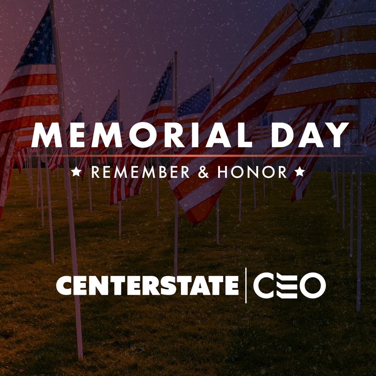 Happy Memorial Day, from CenterState CEO. We remember and honor all who have served and sacrificed defending our freedoms, and those who continue the fight each and every day. CenterState CEO's offices are closed to observe, re-opening May 27.