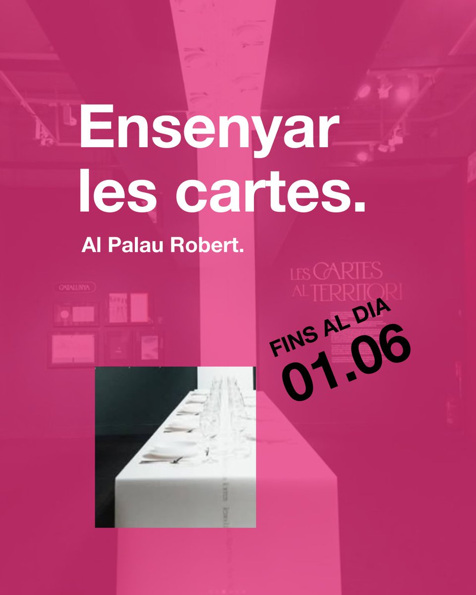 ⚠️ Últims dies per veure Ensenyar les cartes al Palau Robert!
Un viatge visual per les cartes de restaurant del segle XX fins avui.
🍽️ Disseny, llenguatge i gastronomia.

📍 Palau Robert – Sala 1
📅 Fins l’1 de juny
🎟️ Entrada lliure

⏳ Aprofita abans no tanquin la carta!