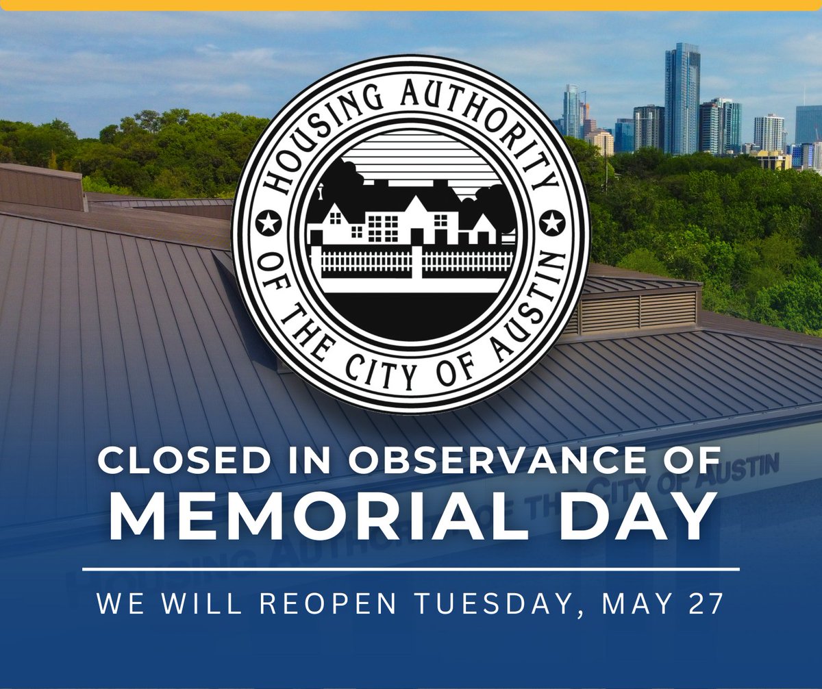 In honor of Memorial Day, HACA offices will be closed Monday, May 26 and reopen Tuesday, May 27.

Thank you to the brave men and women who made the ultimate sacrifice—we honor and remember you. 🇺🇸

#HACAStrong #MemorialDay #HonoringHeroes