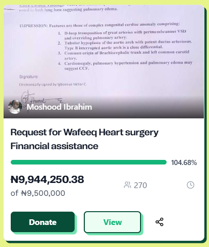 dynaraise's tweet photo. The fundraising for Wafeeq's Heart surgery was a swift one

Started on 9th of May, and the target exceeded by the 15th of May 2025. The initial payout went directly to the hospital for the initial test before surgery.

A testament to embracing an open approach to fundraising 😀 https://t.co/bHZNnRb0xi