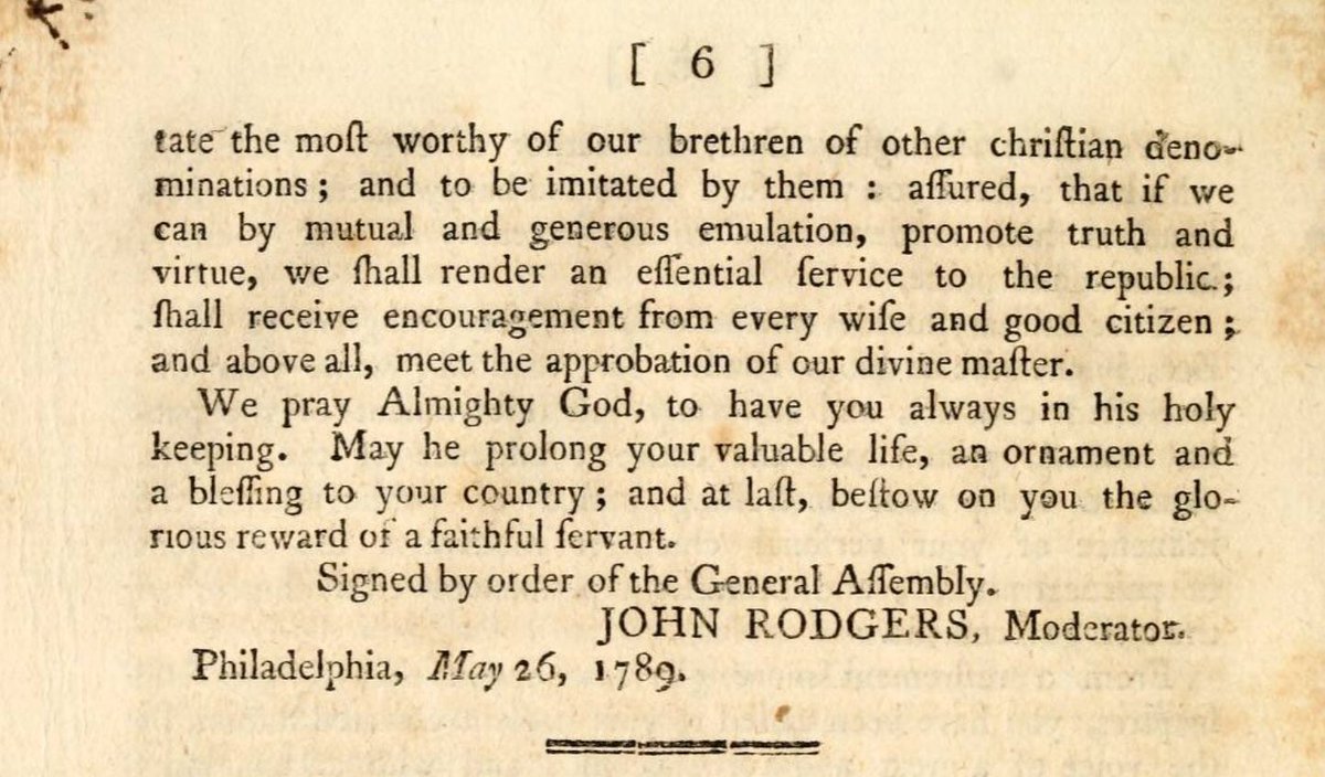 Daniel Dreisbach (@d3bach) on Twitter photo “Public virtue is the most certain mean of public felicity; and religion is the surest basis of virtue. We therefore esteem it a peculiar happiness, to behold in our chief magistrate, a steady, uniform, avowed friend of the christian religion....” Presbyterians to GW, 26 May 1789 “Public virtue is the most certain mean of public felicity; and religion is the surest basis of virtue. We therefore esteem it a peculiar happiness, to behold in our chief magistrate, a steady, uniform, avowed friend of the christian religion....” Presbyterians to GW, 26 May 1789