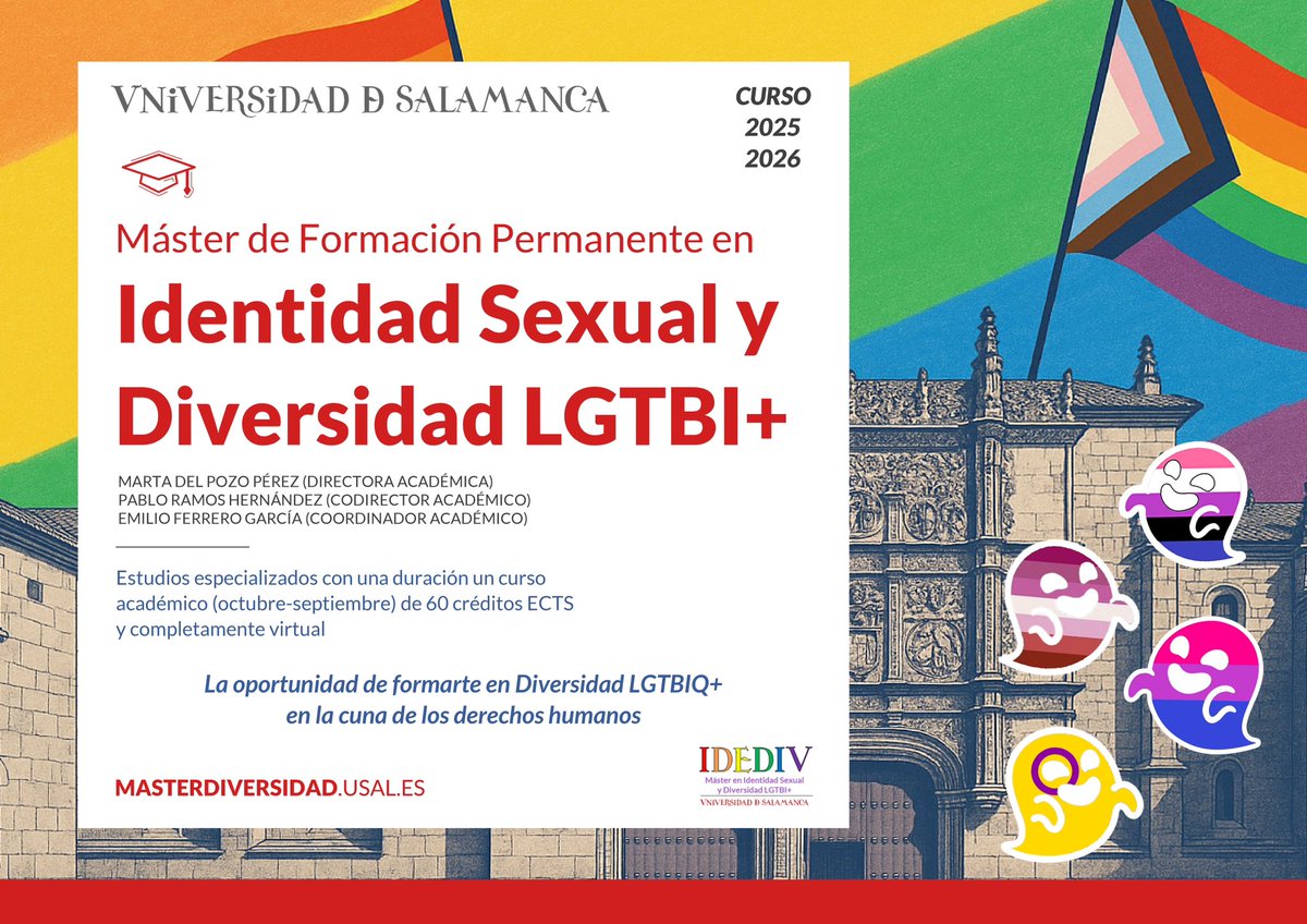 📣📣 Abierto el plazo de preinscripción para el próximo curso del Máster de Identidad Sexual y Diversidad LGTBI+ de la <a href="/usal/">Universidad de Salamanca</a> 

🔍 Más información en: masterdiversidad.usal.es
 
✍️ Preinscríbete: masterdiversidad.usal.es/?page_id=249

📆 Plazo hasta el 22 de septiembre.

‼️ ¡No te lo pierdas!