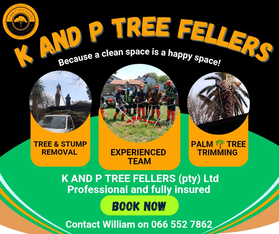 UrsulaBotha12's tweet photo. KP Tree felling

Johannesburg area 

Fully insured 

Palm cleaning
Stump removal
Garden Services 
Garden refuse removal
Trimming and prunning
Handyman Services 

Call or WhatsApp William:

📞066 552 7862 Whatsapp friendly
WhatsApp https://t.co/jWvTHWy0du https://t.co/51ShhepNDC
