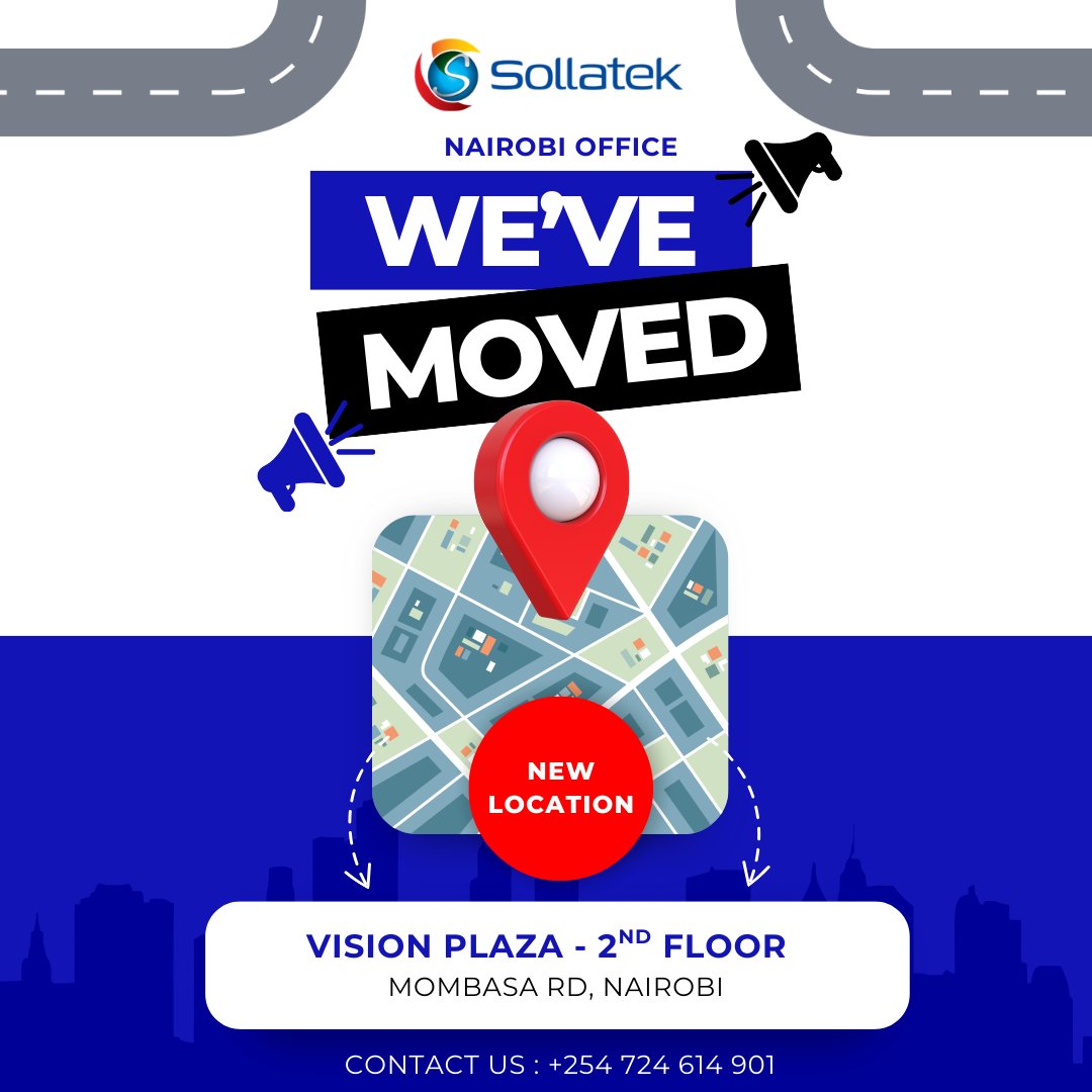 We've moved!

Sollatek Nairobi has a new home —To all our dear customers, you can now find us at Vision Plaza, 2nd Floor, along Mombasa Road, Nairobi.

We look forward to serving you even better from our new location. Karibu!

#sollatek