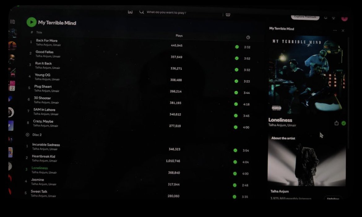 CyberSlayer_001's tweet photo. Meanwhile MY TERRIBLE MIND had 6.2 million streams in first week
🐐 @talhahanjum https://t.co/t5V8q8vFJR