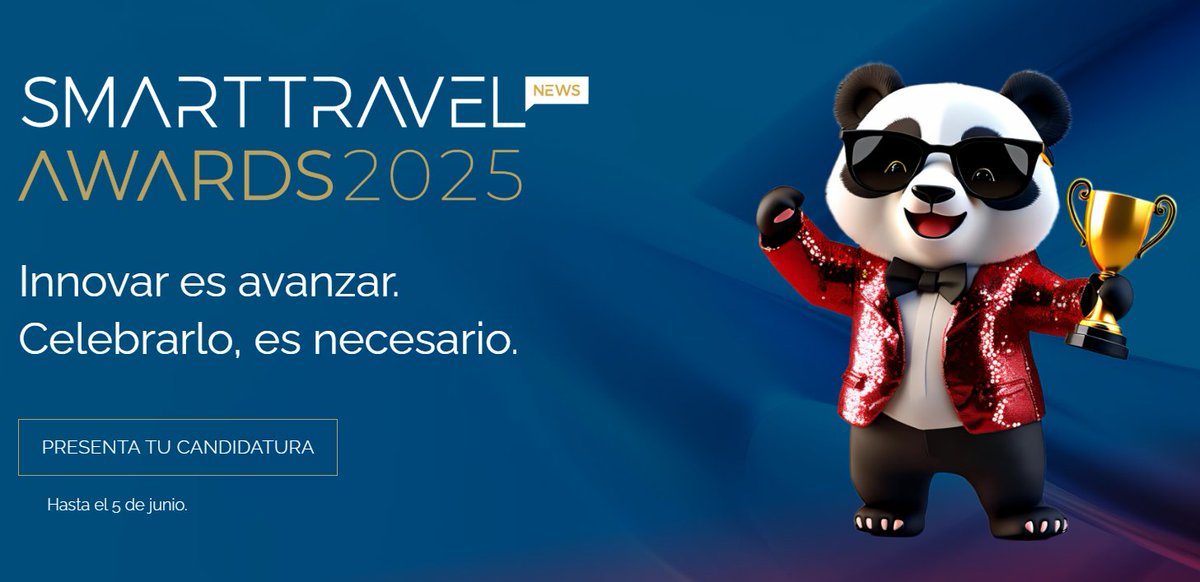 🏆Presenta tu candidatura a los Smart Travel News Awards 2025

🛎️Hoteles innovadores,  soluciones tecnológicas, startups y destinos podrán presentarse a estos premios organizados por <a href="/SmartTravelNews/">Smart Travel News</a> 

🗓️ Candidaturas abiertas hasta el 5 de junio

ℹ️smarttravel.news/awards/