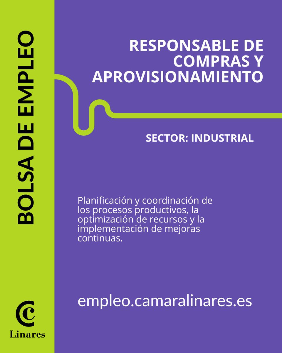 ‼️NUEVA OFERTA DE EMPLEO ACTIVA 👉 empleo.camaralinares.es. ¿Buscas una nueva oportunidad laboral? Consulta los detalles e inscríbete en nuestra bolsa de empleo.  
#OfertaDeEmpleo #BolsaDeTrabajo #EmpleoLinares  #ServicioDeEmpleo #EnvíaTuCV